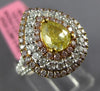 2.16CT WHITE CANARY & PINK DIAMOND 18K 2 TONE GOLD 3D PEAR SHAPE ENGAGEMENT RING