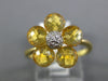 ESTATE 4.65CT DIAMOND & AAA CITRINE 14KT YELLOW GOLD 3D FLOWER CLASSIC LOVE RING