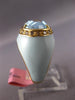 5.1CT DIAMOND & AAA BLUE TOPAZ & ENAMEL 14K YELLOW GOLD 3D OVAL & ROUND FUN RING
