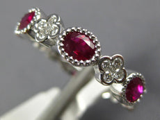 .96CT DIAMOND & AAA RUBY 18KT WHITE GOLD OVAL FLOWER FILIGREE ANNIVERSARY RING