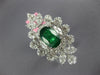 EXTRA LARGE 7.6CT DIAMOND & AAA EMERALD 18K WHITE GOLD OVAL FLOWER COCKTAIL RING