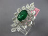 EXTRA LARGE 7.6CT DIAMOND & AAA EMERALD 18K WHITE GOLD OVAL FLOWER COCKTAIL RING