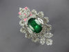 EXTRA LARGE 7.6CT DIAMOND & AAA EMERALD 18K WHITE GOLD OVAL FLOWER COCKTAIL RING