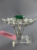 EXTRA LARGE 7.6CT DIAMOND & AAA EMERALD 18K WHITE GOLD OVAL FLOWER COCKTAIL RING