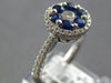 1.01CT DIAMOND & AAA SAPPHIRE 18KT WHITE GOLD 3D ROUND FLOWER HALO FILIGREE RING