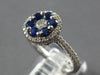 1.01CT DIAMOND & AAA SAPPHIRE 18KT WHITE GOLD 3D ROUND FLOWER HALO FILIGREE RING