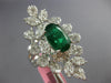 EXTRA LARGE 7.6CT DIAMOND & AAA EMERALD 18K WHITE GOLD OVAL FLOWER COCKTAIL RING