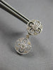 ESTATE .52CT DIAMOND 14KT WHITE GOLD CIRCULAR FLOWER FILIGREE HANGING EARRINGS