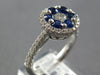 1.01CT DIAMOND & AAA SAPPHIRE 18KT WHITE GOLD 3D ROUND FLOWER HALO FILIGREE RING