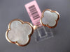 ESTATE AAA MOTHER OF PEARL 14K ROSE GOLD 3D 4 LEAF CLOVER DOUBLE FLOWER FUN RING