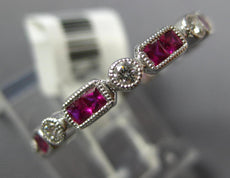 .72CT DIAMOND AAA RUBY 18K WHITE GOLD ROUND & PRINCESS FILIGREE ANNIVERSARY RING