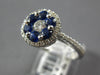 1.01CT DIAMOND & AAA SAPPHIRE 18KT WHITE GOLD 3D ROUND FLOWER HALO FILIGREE RING