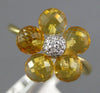 ESTATE 4.65CT DIAMOND & AAA CITRINE 14KT YELLOW GOLD 3D FLOWER CLASSIC LOVE RING