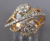 ESTATE .83CT DIAMOND 14KT 2 TONE GOLD CLASSIC CLUSTER MULTI ROW OVAL FLOWER RING