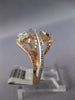ESTATE .83CT DIAMOND 14KT 2 TONE GOLD CLASSIC CLUSTER MULTI ROW OVAL FLOWER RING