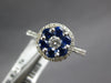 1.01CT DIAMOND & AAA SAPPHIRE 18KT WHITE GOLD 3D ROUND FLOWER HALO FILIGREE RING