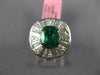 ESTATE LARGE 3.45CT DIAMOND & EMERALD 18KT WHITE GOLD CUSHION BALLERINA FUN RING
