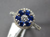 1.01CT DIAMOND & AAA SAPPHIRE 18KT WHITE GOLD 3D ROUND FLOWER HALO FILIGREE RING