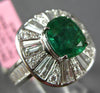ESTATE LARGE 3.45CT DIAMOND & EMERALD 18KT WHITE GOLD CUSHION BALLERINA FUN RING