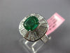 ESTATE LARGE 3.45CT DIAMOND & EMERALD 18KT WHITE GOLD CUSHION BALLERINA FUN RING