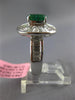 ESTATE LARGE 3.45CT DIAMOND & EMERALD 18KT WHITE GOLD CUSHION BALLERINA FUN RING