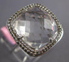 WIDE .45CT DIAMOND & AAA CRYSTAL 14KT WHITE GOLD CUSHION & ROUND SQUARE FUN RING