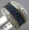LARGE .98CT DIAMOND AAA SAPPHIRE 14KT WHITE GOLD MULTI ROW PAVE ANNIVERSARY RING