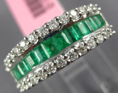1.26CT DIAMOND & AAA EMERALD 18K WHITE GOLD 3D ROUND & BAGUETTE ANNIVERSARY RING