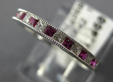 .41CT DIAMOND AAA RUBY 18K WHITE GOLD PRINCESS FILIGREE CHANNEL ANNIVERSARY RING