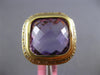LARGE 15.54CT DIAMOND AAA AMETHYST & ENAMEL 14KT YELLOW GOLD SQUARE PANTHER RING