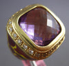 LARGE 15.54CT DIAMOND AAA AMETHYST & ENAMEL 14KT YELLOW GOLD SQUARE PANTHER RING