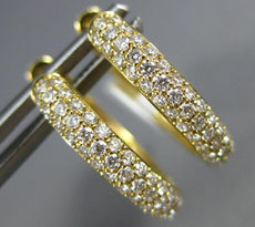 ESTATE .60CT DIAMOND 18KT YELLOW GOLD 3D 3 ROW CLIP ON HOOP HANGING EARRINGS