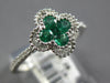 .43CT DIAMOND & AAA EMERALD 18KT WHITE GOLD ROUND 4 LEAF CLOVER FLOWER LOVE RING