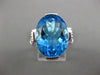 LARGE 12.75CT DIAMOND & AAA BLUE TOPAZ & PINK SAPPHIRE 14KT WHITE GOLD OVAL RING