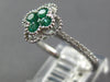 .43CT DIAMOND & AAA EMERALD 18KT WHITE GOLD ROUND 4 LEAF CLOVER FLOWER LOVE RING