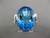 LARGE 12.75CT DIAMOND & AAA BLUE TOPAZ & PINK SAPPHIRE 14KT WHITE GOLD OVAL RING