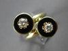 ANTIQUE LARGE .40CT DIAMOND & BLACK ENAMEL 14KT YELLOW GOLD CIRCULAR RING #27799