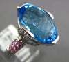 LARGE 12.75CT DIAMOND & AAA BLUE TOPAZ & PINK SAPPHIRE 14KT WHITE GOLD OVAL RING