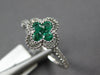.43CT DIAMOND & AAA EMERALD 18KT WHITE GOLD ROUND 4 LEAF CLOVER FLOWER LOVE RING