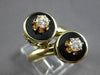 ANTIQUE LARGE .40CT DIAMOND & BLACK ENAMEL 14KT YELLOW GOLD CIRCULAR RING #27799