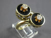 ANTIQUE LARGE .40CT DIAMOND & BLACK ENAMEL 14KT YELLOW GOLD CIRCULAR RING #27799