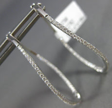 ESTATE .47CT DIAMOND 18KT WHITE GOLD INSIDE OUT OVAL SWIRL HOOP HANGING EARRINGS
