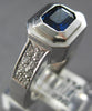 1.47CT DIAMOND & AAA SAPPHIRE 14KT WHITE GOLD EMERALD CUT BEZEL ENGAGEMENT RING