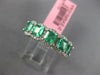 ESTATE 1.72CT DIAMOND & AAA EMERALD 18K WHITE GOLD 5 STONE HALO ANNIVERSARY RING