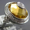 LARGE 4.45CT DIAMOND & AAA CITRINE 14KT WHITE GOLD OVAL & ROUND DOME SHAPE RING