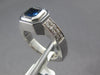 1.47CT DIAMOND & AAA SAPPHIRE 14KT WHITE GOLD EMERALD CUT BEZEL ENGAGEMENT RING