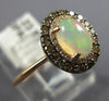 WIDE .78CT WHITE & CHOCOLATE FANCY DIAMOND & AAA OPAL 14K ROSE GOLD 3D OVAL RING