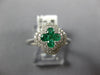 .53CT DIAMOND & AAA EMERALD 18K WHITE GOLD 4 LEAF CLOVER FLOWER DOUBLE HALO RING