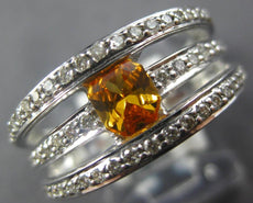1.62CT DIAMOND & AAA YELLOW SAPPHIRE 14K WHITE GOLD EMERALD CUT MULTI ROW RING