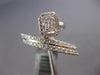 WIDE .77CT DIAMOND 14K WHITE GOLD ROUND & BAGUETTE CRISS CROSS DIAGONAL FUN RING